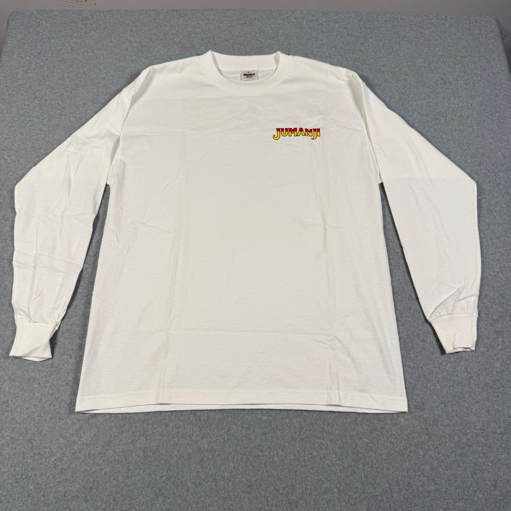 Vintage 90s Jumanji Murina Long Sleeve T-Shirt XL White Graphic Movie Tee USA